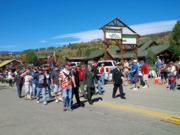 A thumb nail view of Grand Lake, Colorado during Constitution Week in September looking at a large group of our Veterans as they march in the Parade; click here to open a window with a larger picture.